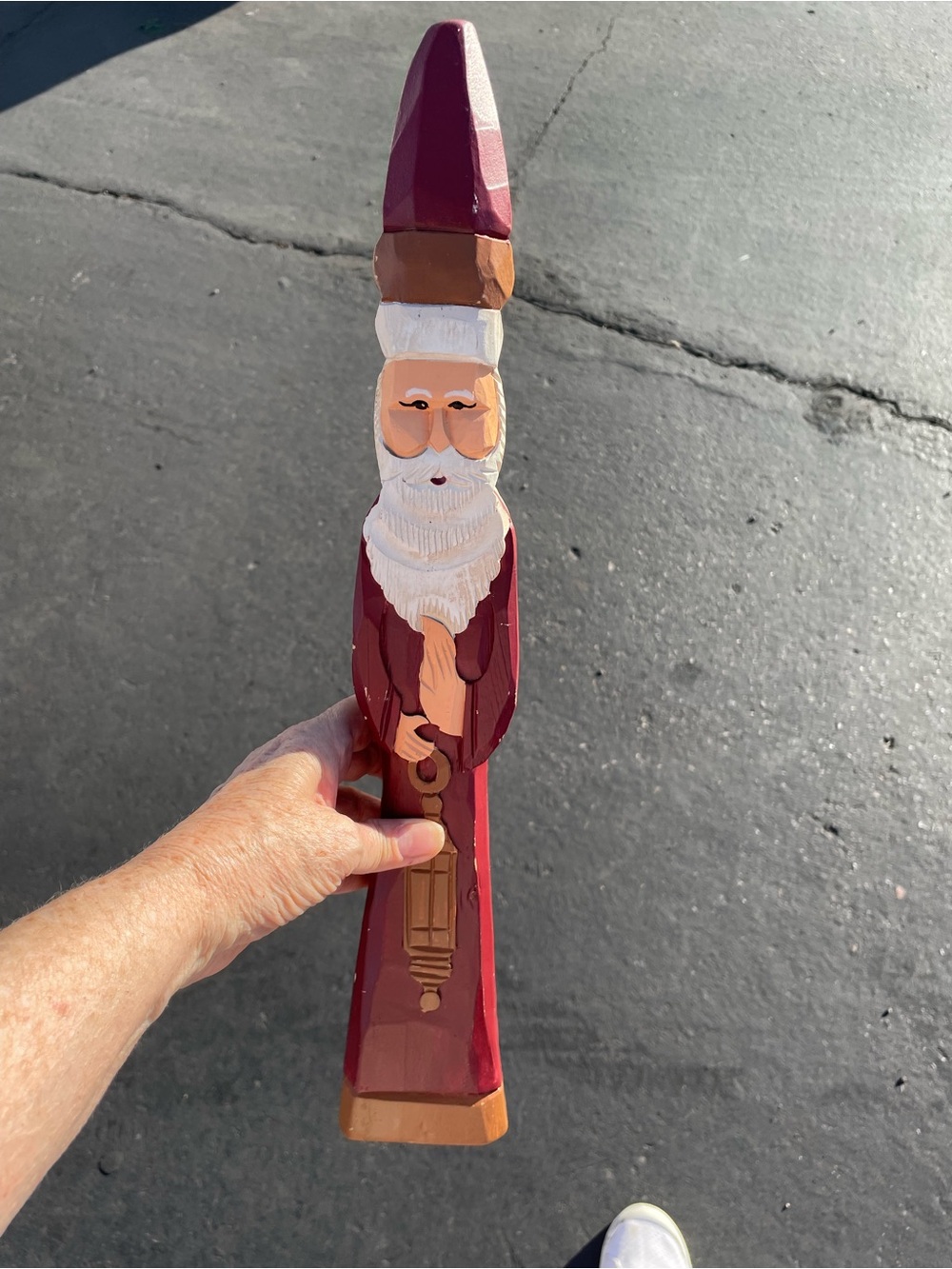 Wooden hand painted Pencil Stick Skinny Santa Figurine Christmas Holiday